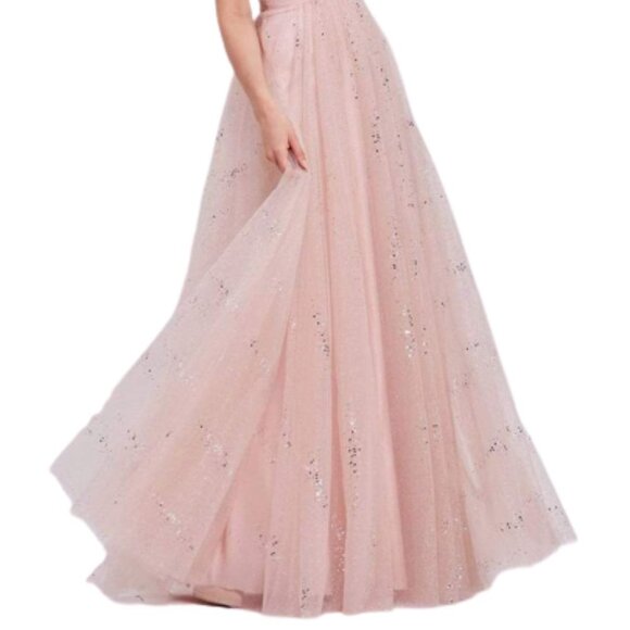 NWT J'Adore Dresses J16052 Sparkle Tulle Prom Dress Cream Size 10 - Picture 3 of 7